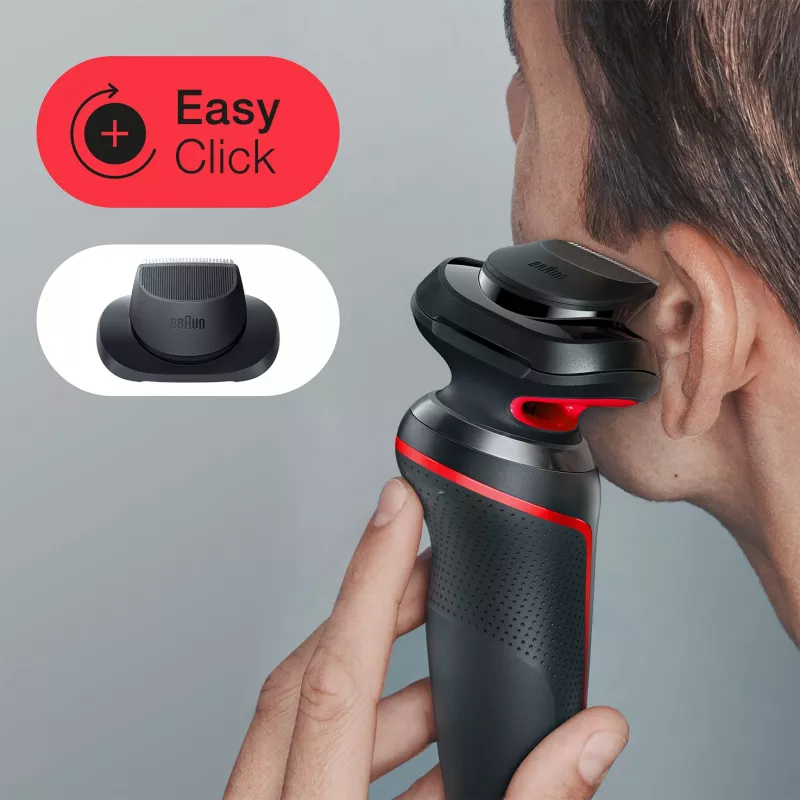 Braun Series 5 51-R1200S maquinilla de afeitar de hombre de láminas con recortadora negra, roja
