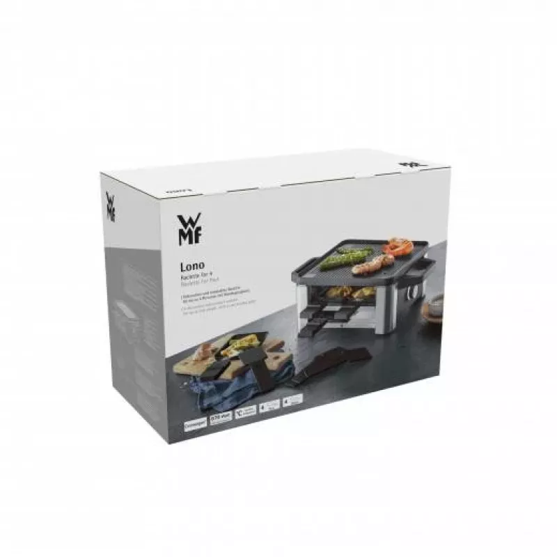WMF 61.3024.5155 Grill de raclette 4 personas Negro, Acero inoxidable