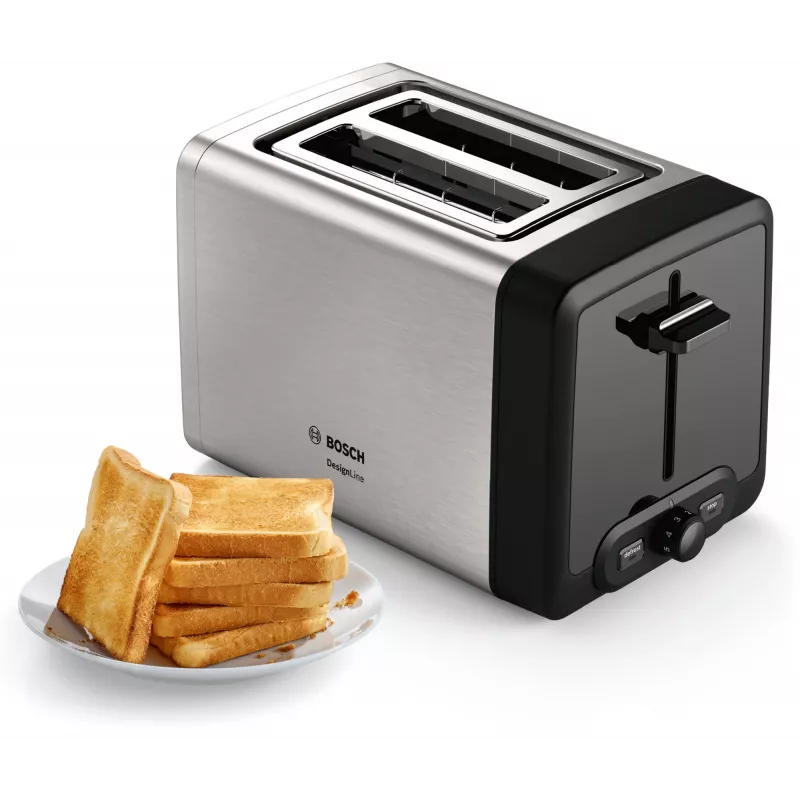 Bosch TAT4P420DE Tostadora 2 rebanadas 970 W Negro, Plata