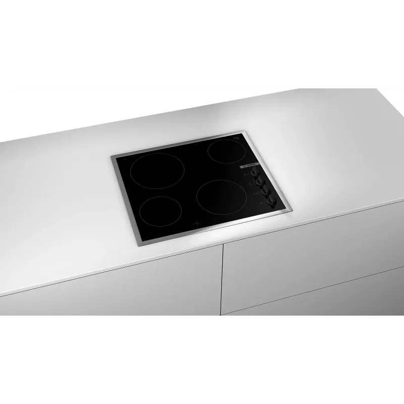 Bosch Serie 2 PKE645CA2E Placa Negro, Acero inoxidable integrable 60 cm Placa vitrocerámica 4 zona(s)