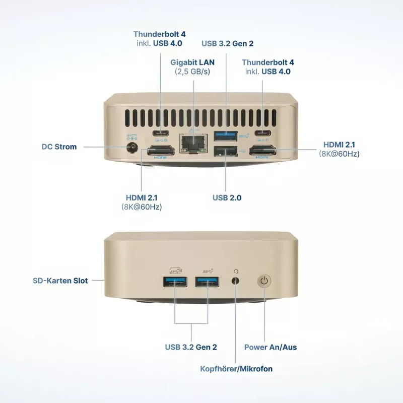 Mini PC FutureNUC Lux NUC 13i5HL – Intel Core i5-13420H, 16 GB DDR4, 512 GB SSD, Intel Iris Xe, Windows 11 Pro, dorado