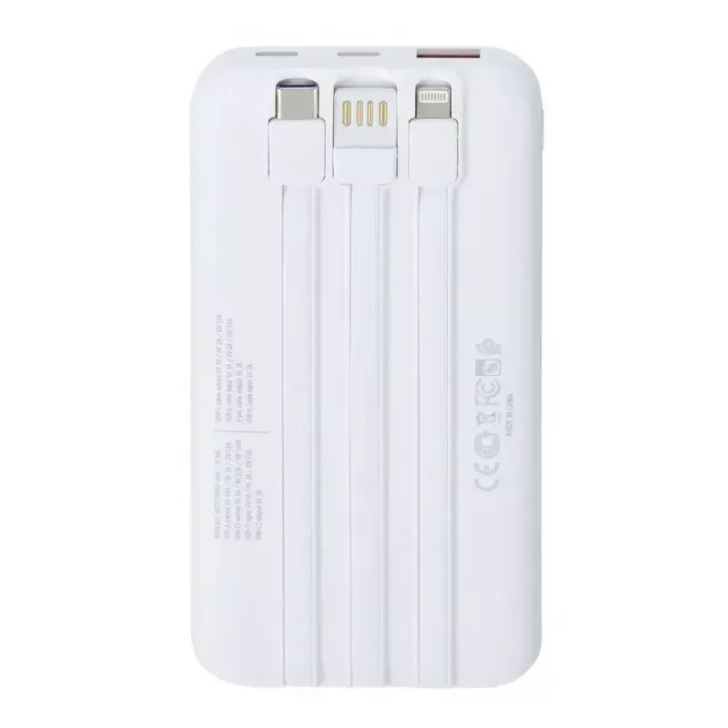 Batería externa portátil Rivacase VA2211WH — 10000 mAh, PD 3.0, QC 3.0, 1x USB-A + 2x USB-C, salida 22,5 W