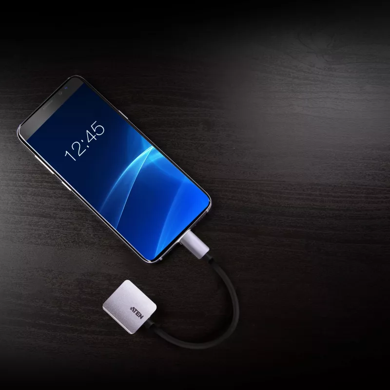 Adaptador USB-C a VGA ATEN, USB Type-C, VGA (D-Sub), conector macho, conector hembra, Recto, Recto