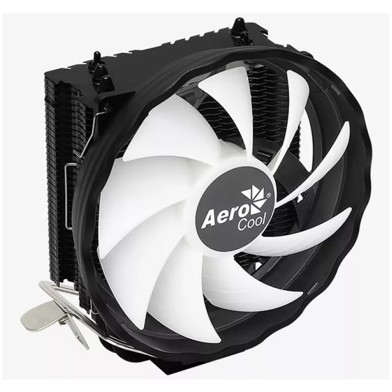 Disipador de aire AEROCOOL Rave 3 FRGB 120 mm negro blanco — 3 heatpipes, ARGB, rodamiento hidráulico, 1800 rpm