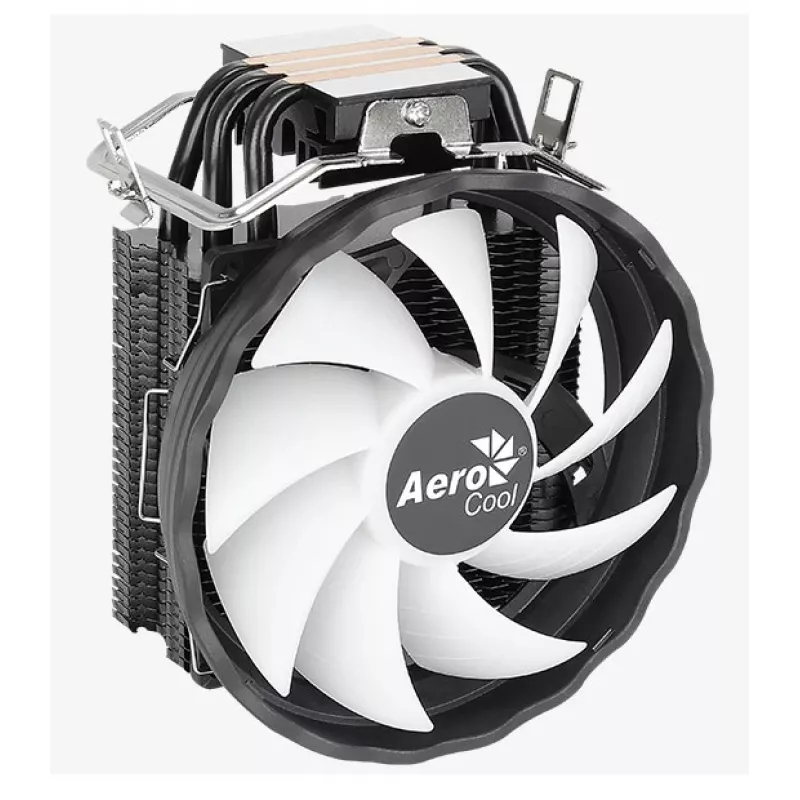 Disipador de aire AEROCOOL Rave 3 FRGB 120 mm negro blanco — 3 heatpipes, ARGB, rodamiento hidráulico, 1800 rpm
