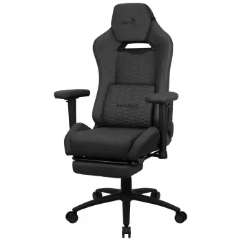 Aerocool ROYALASHBK silla gamer ergonómica premium con reposapiés tecnología Aeroweave negro