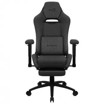 Aerocool ROYALASHBK silla gamer ergonómica premium con reposapiés tecnología Aeroweave negro