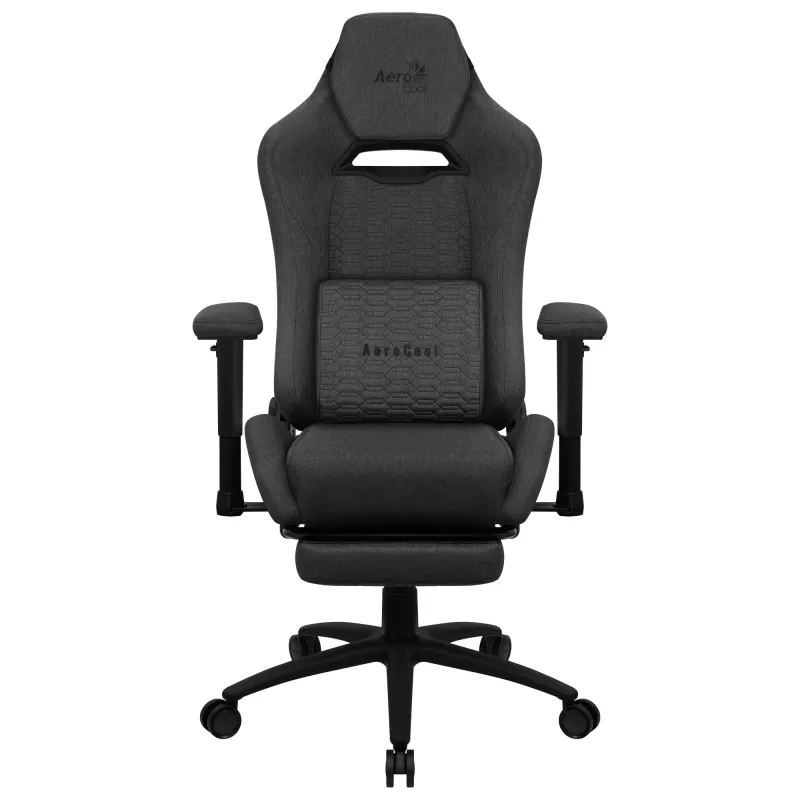 Aerocool ROYALASHBK silla gamer ergonómica premium con reposapiés tecnología Aeroweave negro