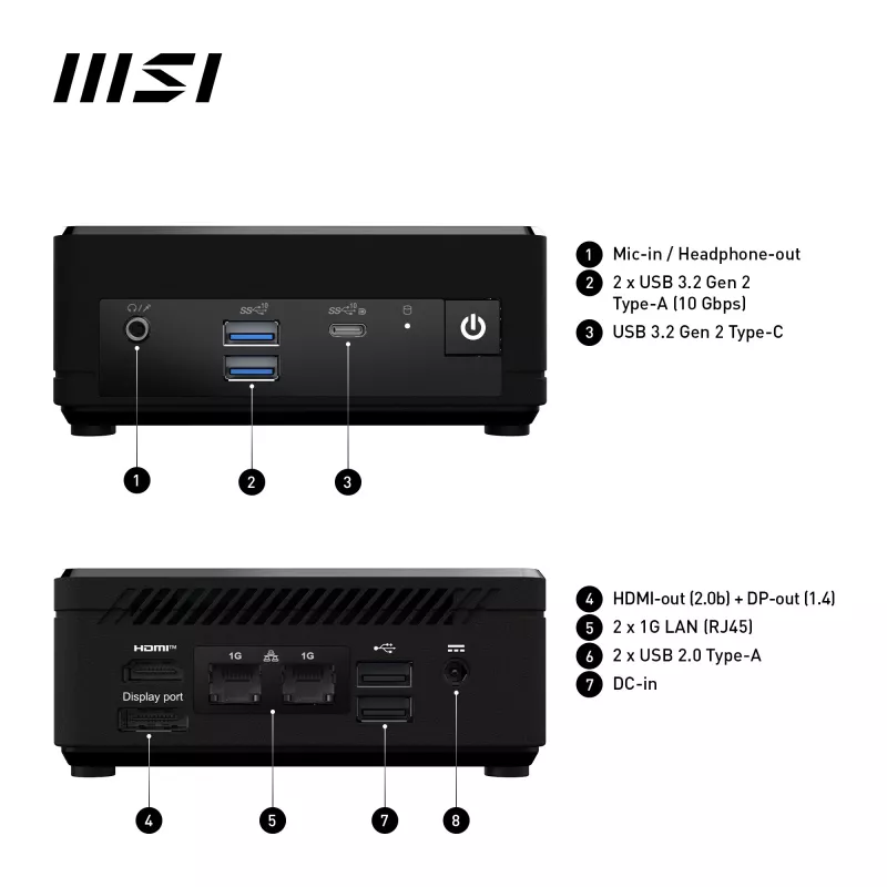 MSI Cubi N ADL-006DE Intel® N N200 4 GB DDR4-SDRAM 128 GB SSD Windows 11 Pro Mini PC negro