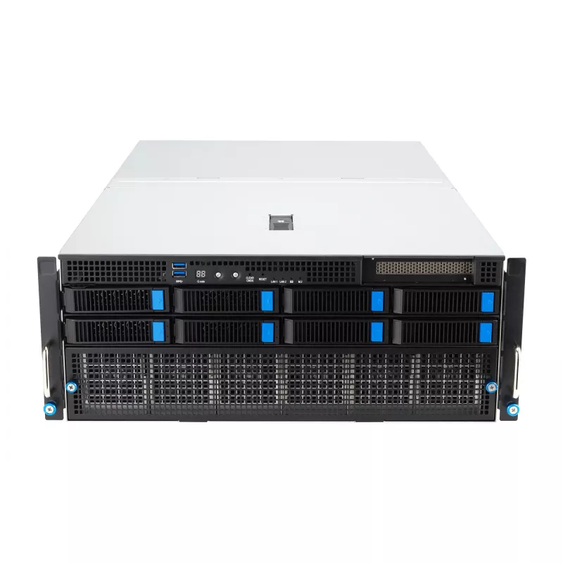 Servidor rack ASUS ESC8000A-E12-SKU2 (4U) – compatible con 2× AMD EPYC 9004, DDR5 hasta 6 TB, 24 DIMM, fuente de alimentación 3000W