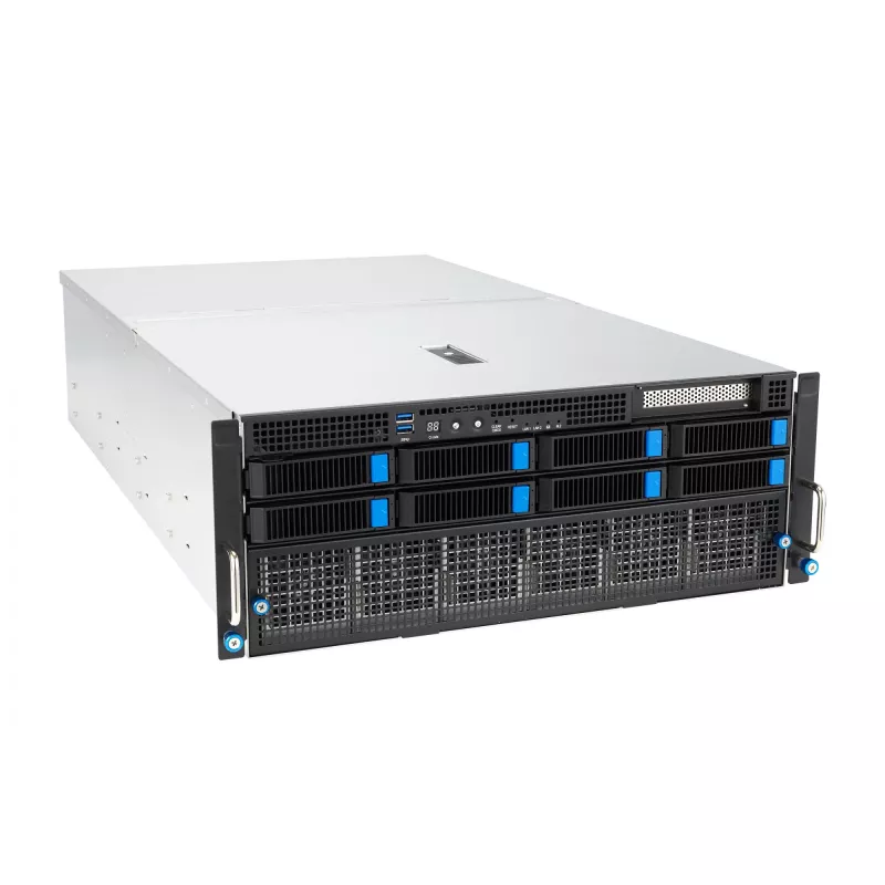 Servidor rack ASUS ESC8000A-E12-SKU2 (4U) – compatible con 2× AMD EPYC 9004, DDR5 hasta 6 TB, 24 DIMM, fuente de alimentación 3000W