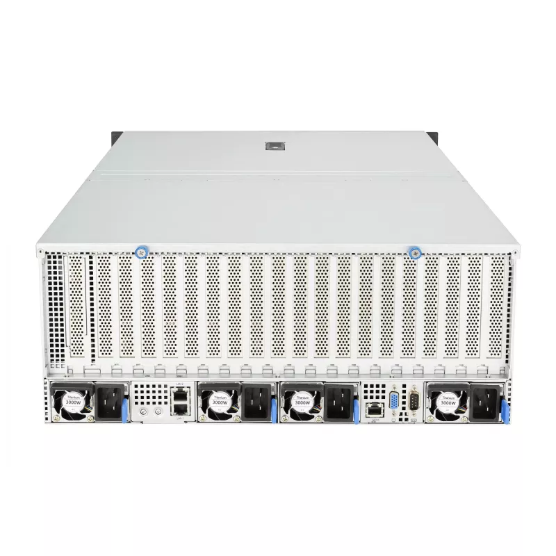Servidor rack ASUS ESC8000A-E12-SKU2 (4U) – compatible con 2× AMD EPYC 9004, DDR5 hasta 6 TB, 24 DIMM, fuente de alimentación 3000W