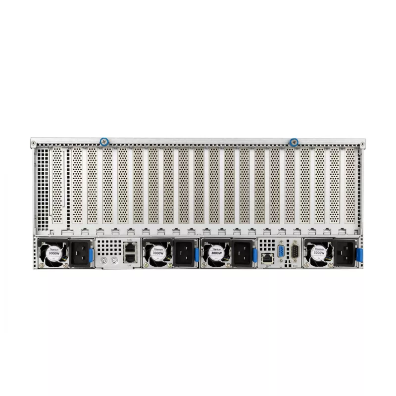Servidor rack ASUS ESC8000A-E12-SKU2 (4U) – compatible con 2× AMD EPYC 9004, DDR5 hasta 6 TB, 24 DIMM, fuente de alimentación 3000W