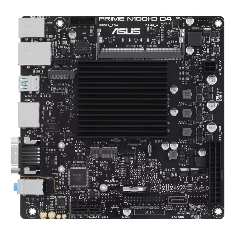 Placa base ASUS PRIME N100I-D D4, chipset Intel, sin socket, mini ITX