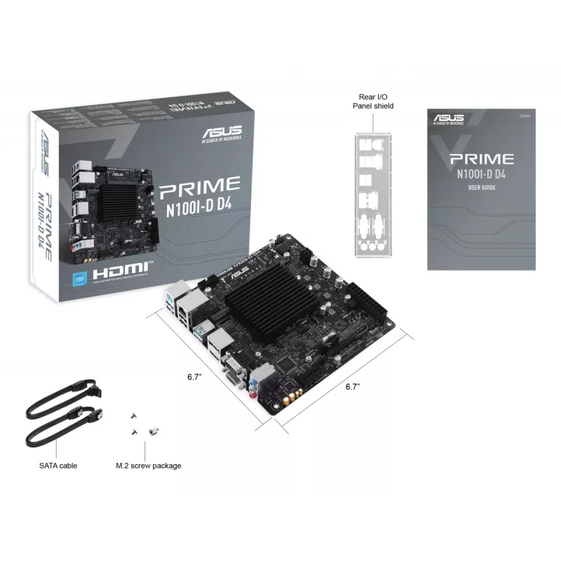 Placa base ASUS PRIME N100I-D D4, chipset Intel, sin socket, mini ITX