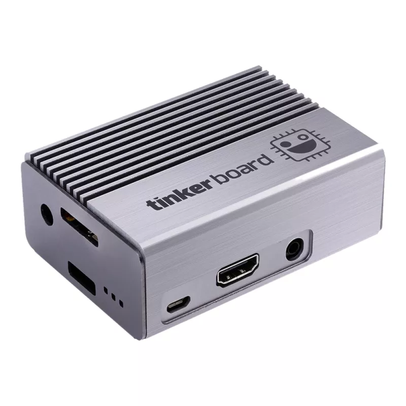 Caja de ordenador ASUS Tinker Fanless – aluminio, plata, caja con refrigeración pasiva