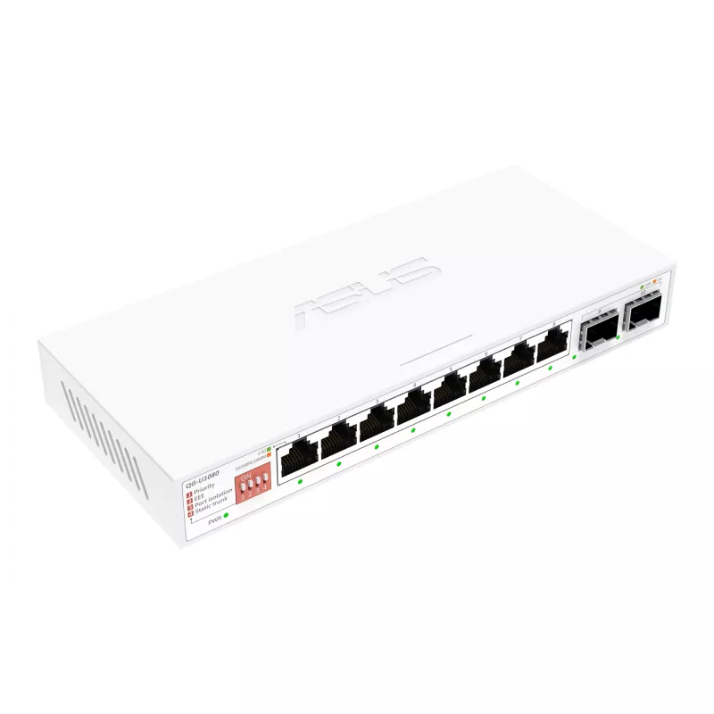 Switch Ethernet no gestionado ASUS QG-U1080 — 8 puertos RJ-45 2,5G, MAC 16K, Blanco, 12V