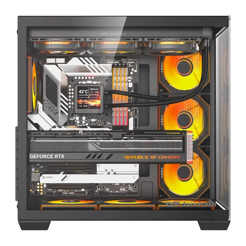 Caja de PC Darkflash C280 (negra) con 7 ventiladores preinstalados