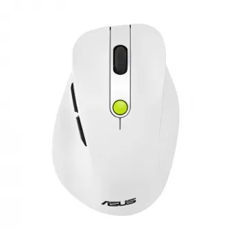 Ratón ASUS MD105 /VT-GN — para diestros RF inalámbrico + Bluetooth, 2400 DPI, rueda de desplazamiento, a pilas, blanco/verde
