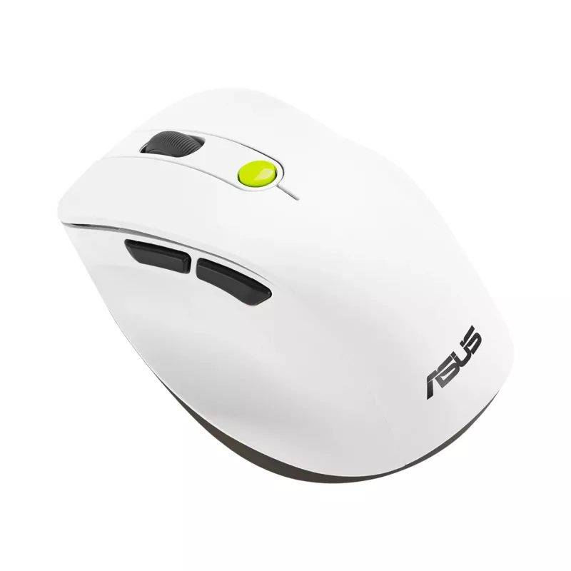 Ratón ASUS MD105 /VT-GN — para diestros RF inalámbrico + Bluetooth, 2400 DPI, rueda de desplazamiento, a pilas, blanco/verde