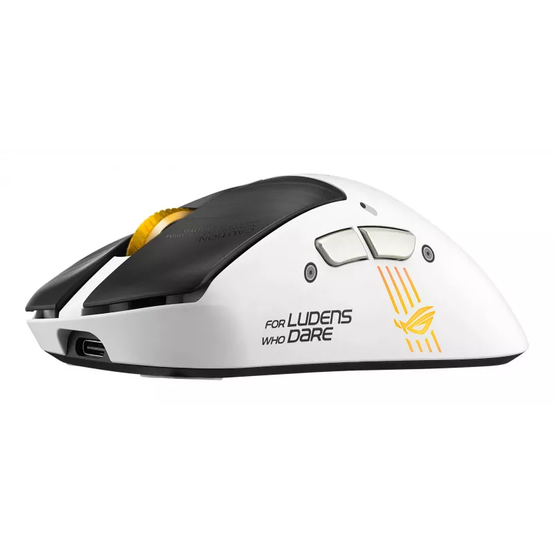 Ratón gamer ASUS ROG Keris II Origin-KJP, para diestros, óptico 42.000 DPI, RF inalámbrico + Bluetooth + USB-A, 6 botones, multicolor