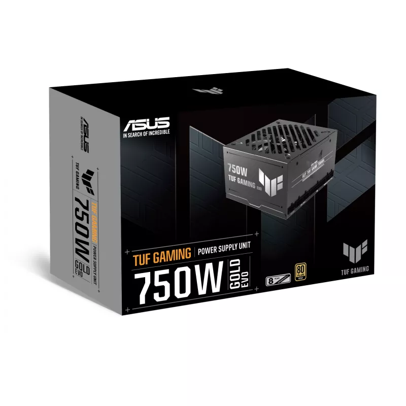 Fuente de alimentación ASUS TUF Gaming 750G EVO — 750 W, ATX, 80 PLUS Gold, 20+4‑polig, negro
