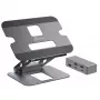 j5create JTS327 soporte de acoplamiento multángulo 4K, soporte para portátil, gris, aluminio, 40,6 cm (16