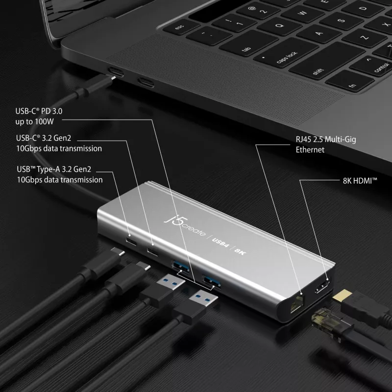 j5create JCD403 hub multipuerto USB4 8K USB Type-C HDMI RJ-45