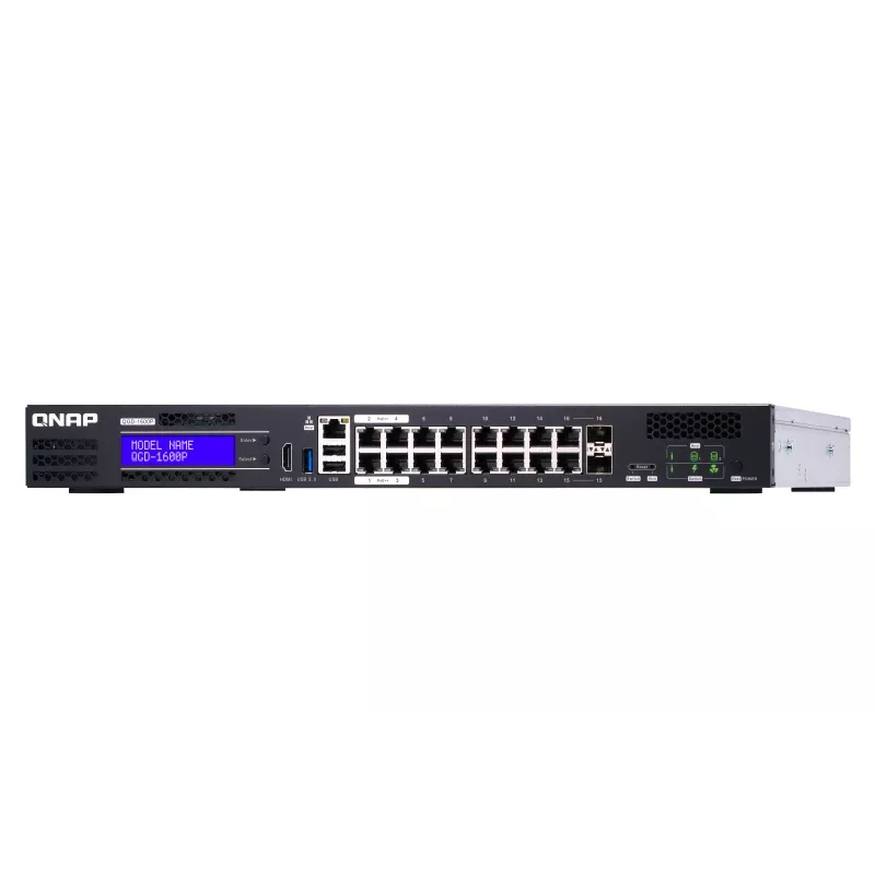 QNAP QGD-1600P Gigabit Ethernet gestionado (10/100/1000) Power over Ethernet (PoE) 1U negro, gris