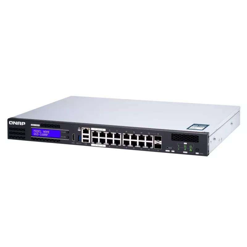 QNAP QGD-1600P Gigabit Ethernet gestionado (10/100/1000) Power over Ethernet (PoE) 1U negro, gris