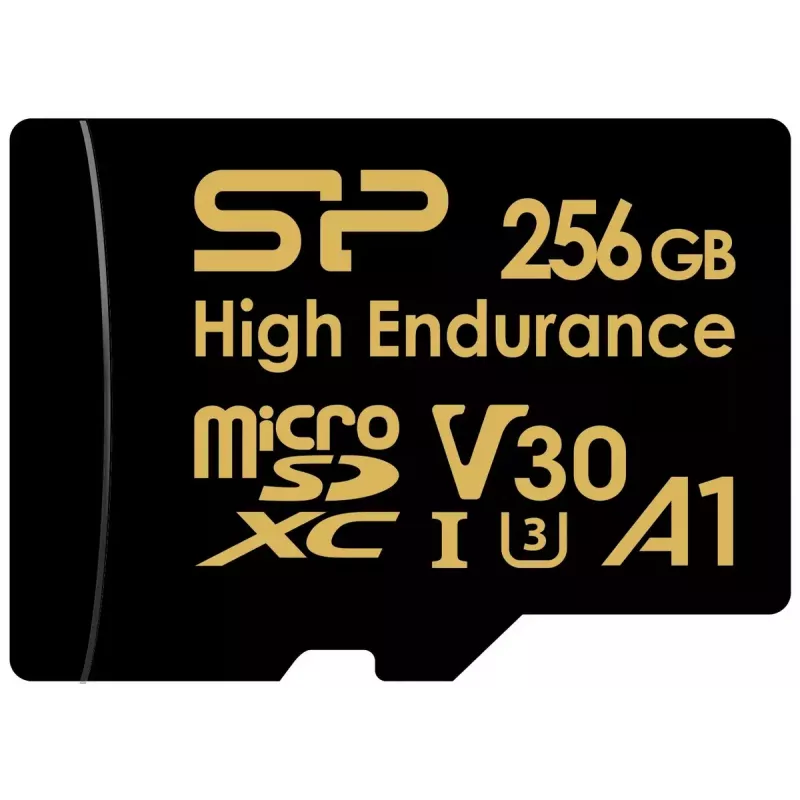 Tarjeta microSDXC Silicon Power SP256GBSTXDV3V1HSP 256 GB Class 10 High Endurance, 3,6 V, 0–70°C