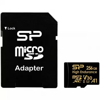 Tarjeta microSDXC Silicon Power SP256GBSTXDV3V1HSP 256 GB Class 10 High Endurance, 3,6 V, 0–70°C