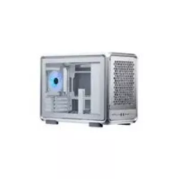 Caja de ordenador Cooler Master MasterFrame 400 Mesh plata, mATX, panel lateral transparente, 1 ventilador ARGB de 120 mm