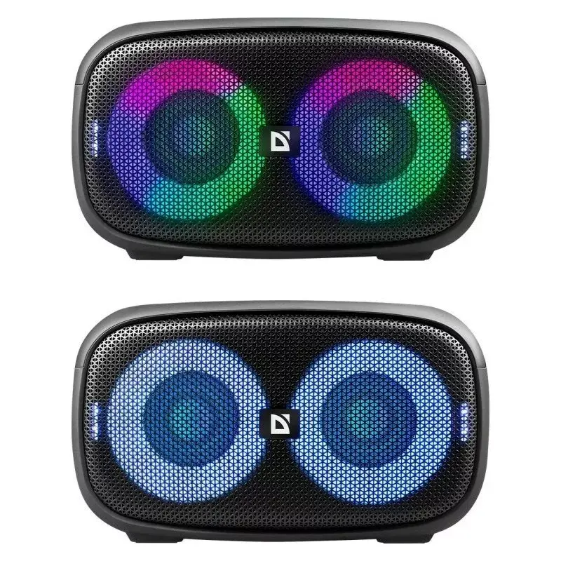 Altavoz Bluetooth portátil estéreo Defender Q5, 20W, iluminación LED, radio FM, TWS