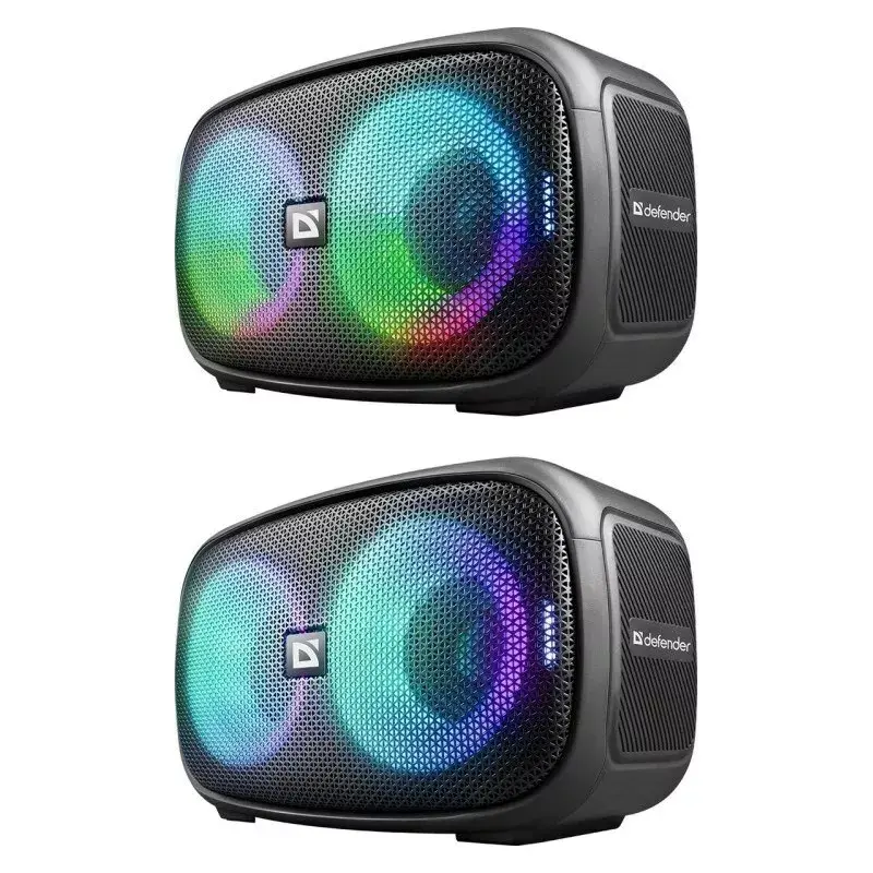 Altavoz Bluetooth portátil estéreo Defender Q5, 20W, iluminación LED, radio FM, TWS