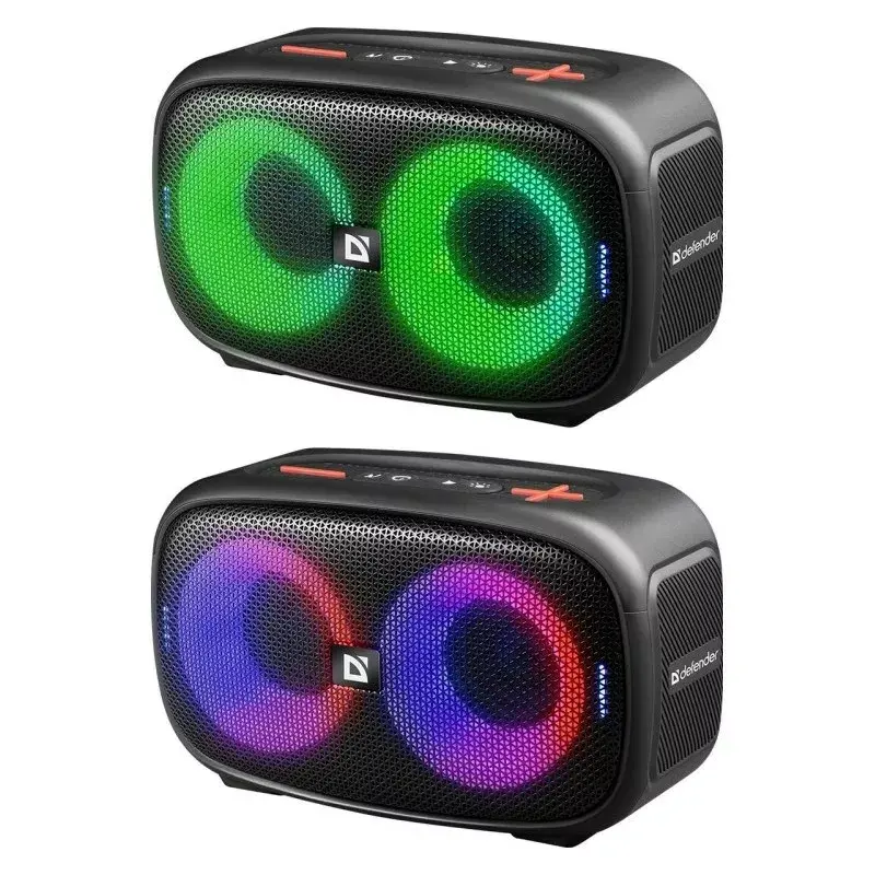 Altavoz Bluetooth portátil estéreo Defender Q5, 20W, iluminación LED, radio FM, TWS