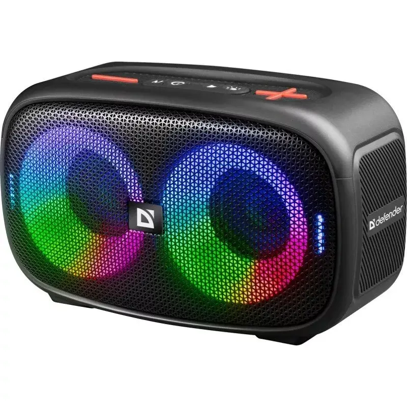 Altavoz Bluetooth portátil estéreo Defender Q5, 20W, iluminación LED, radio FM, TWS