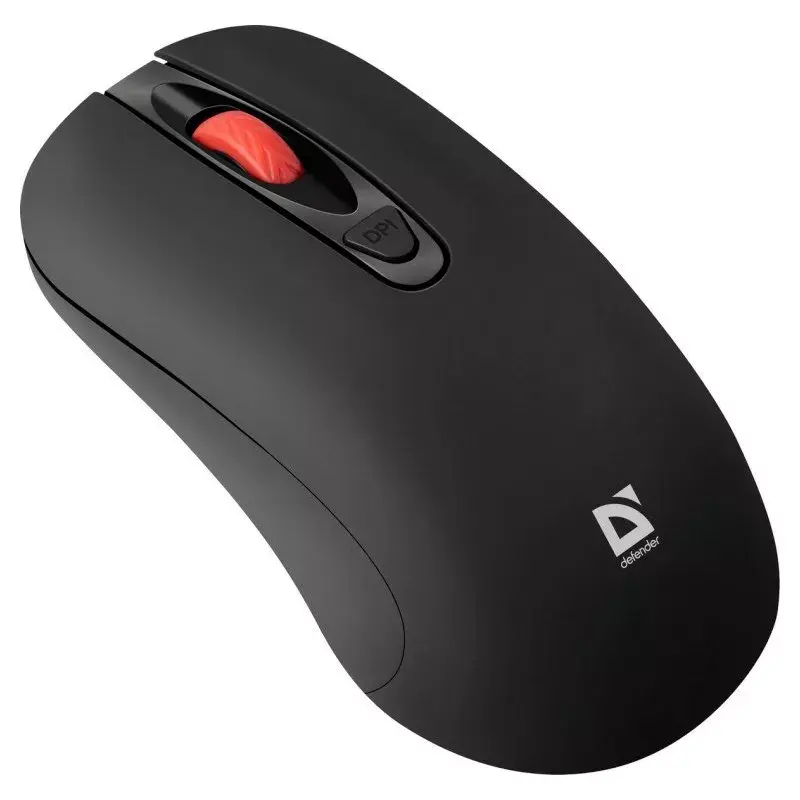 Ratón óptico inalámbrico RF Silent DEFENDER Nexus MS-195 — 1600 DPI, 2,4 GHz, nano USB, ambidiestro, 2×AAA, negro