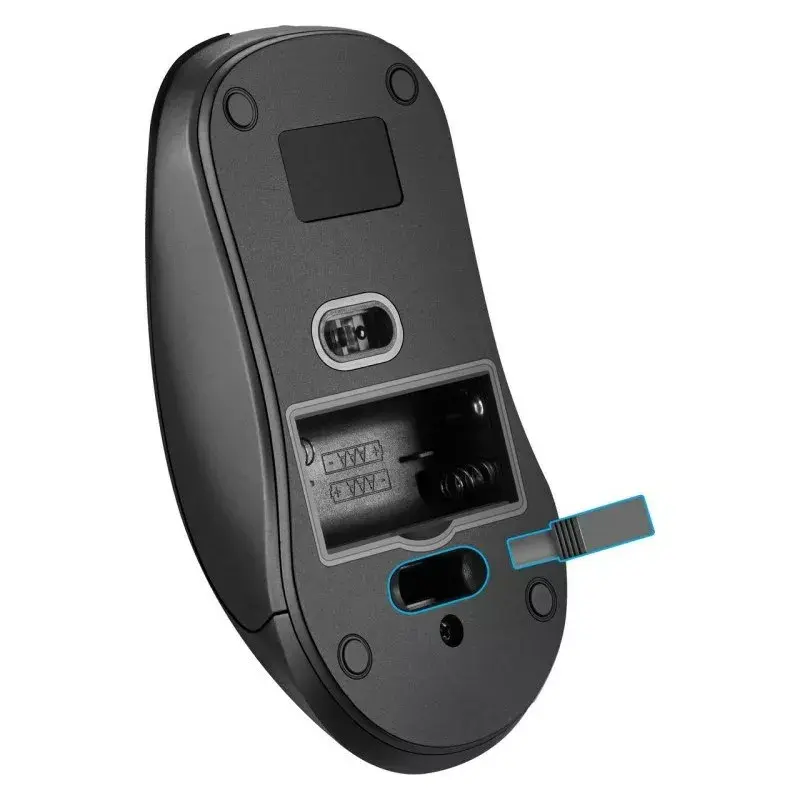Ratón óptico inalámbrico RF Silent DEFENDER Nexus MS-195 — 1600 DPI, 2,4 GHz, nano USB, ambidiestro, 2×AAA, negro