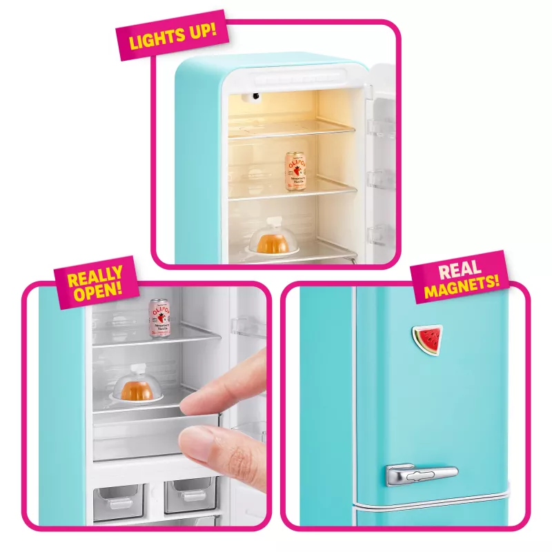 Set de juego Zuru Mini Brands Mini Minis Fill the Fridge Playset — accesorios coleccionables de nevera con alimentos en miniatura