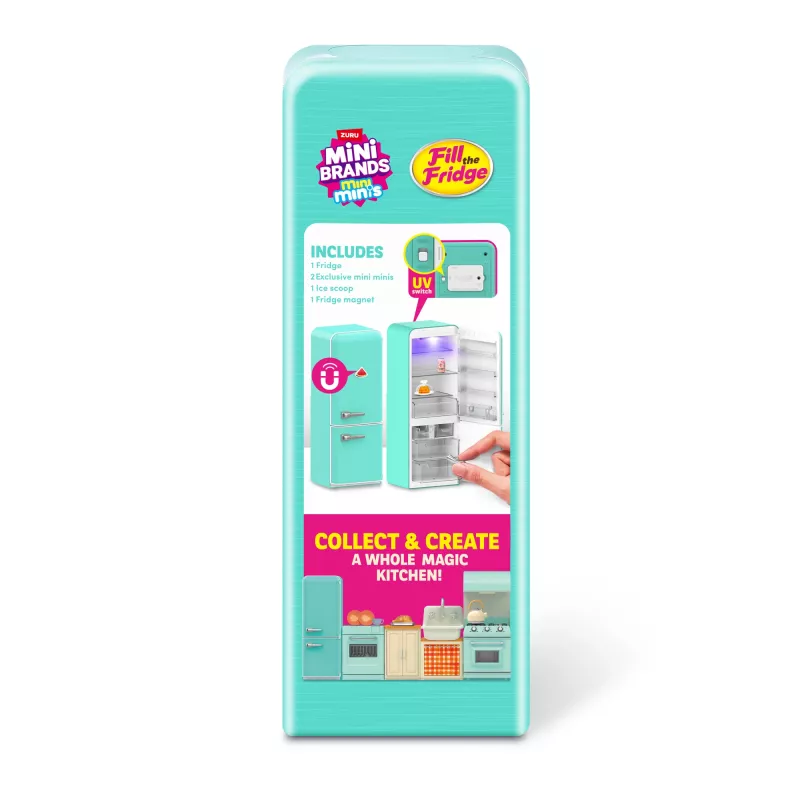 Set de juego Zuru Mini Brands Mini Minis Fill the Fridge Playset — accesorios coleccionables de nevera con alimentos en miniatura