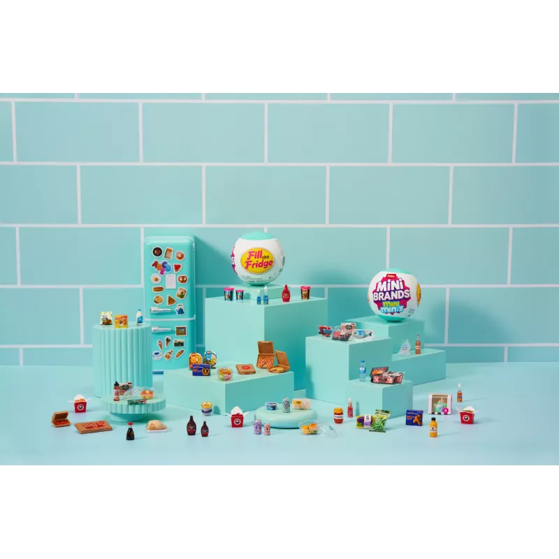Set de juego Zuru Mini Brands Mini Minis Fill the Fridge Playset — accesorios coleccionables de nevera con alimentos en miniatura