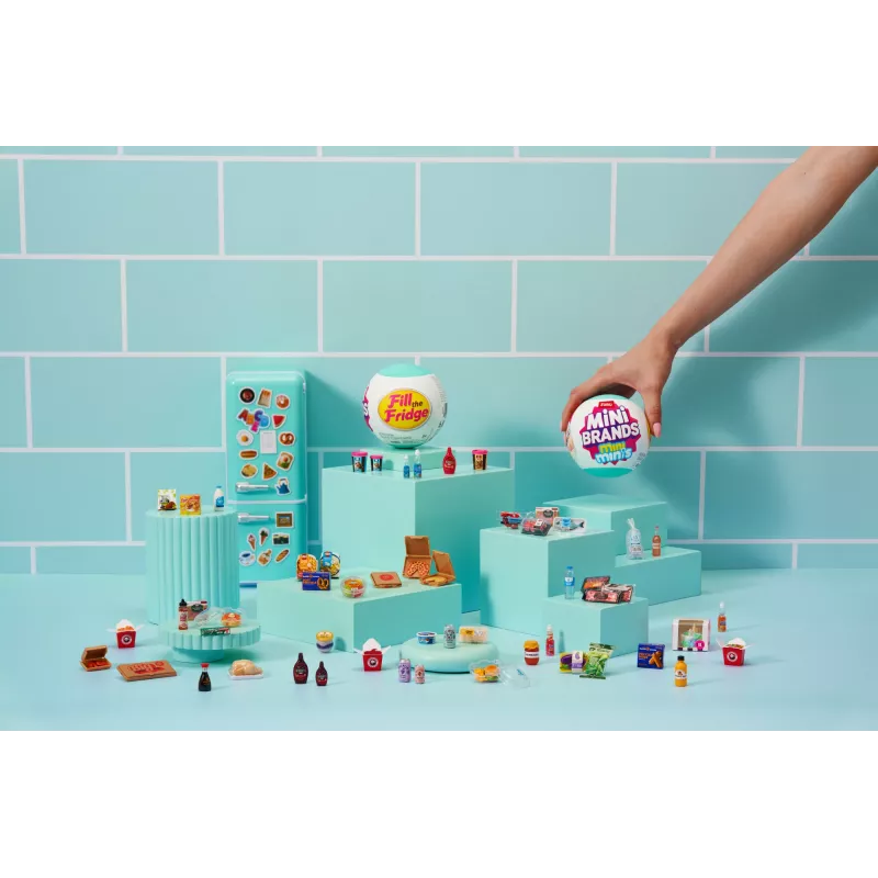 Set de juego Zuru Mini Brands Mini Minis Fill the Fridge Playset — accesorios coleccionables de nevera con alimentos en miniatura