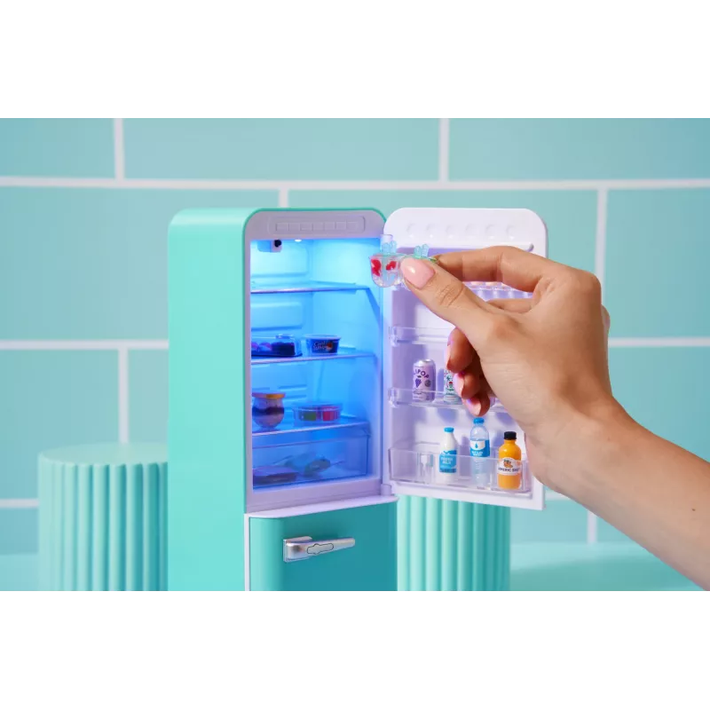 Set de juego Zuru Mini Brands Mini Minis Fill the Fridge Playset — accesorios coleccionables de nevera con alimentos en miniatura