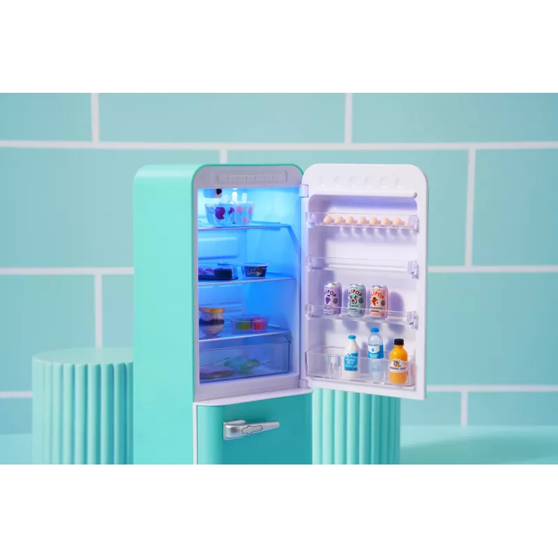 Set de juego Zuru Mini Brands Mini Minis Fill the Fridge Playset — accesorios coleccionables de nevera con alimentos en miniatura