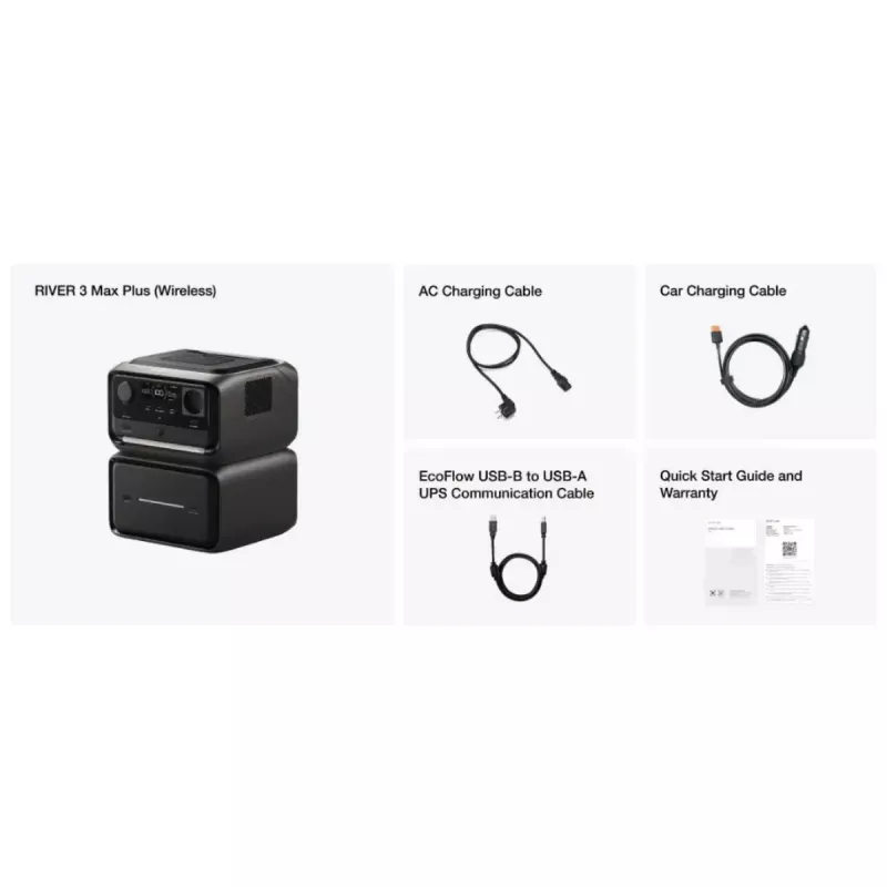 Batería portátil EcoFlow RIVER 3 MAX PLUS Wireless, 858Wh