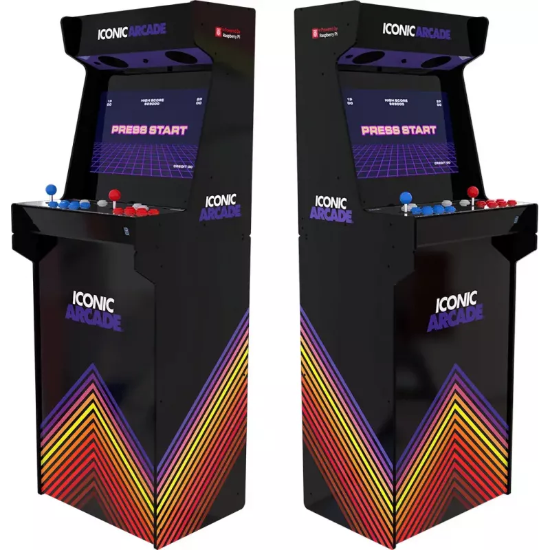 Máquina recreativa arcade Iconic Arcade — Full HD IPS 21 pulgadas, Cortex‑A72 1,5 GHz, 1 GB RAM, WLAN, Gigabit Ethernet, MicroSD, Bluetooth, corriente continua