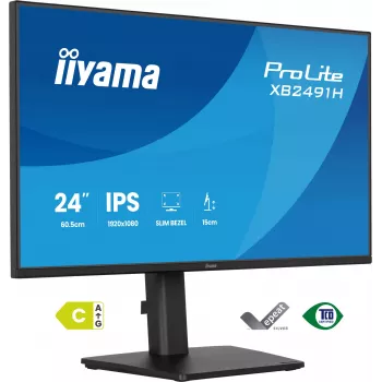 Monitor de ordenador IIYAMA ProLite XB2491H-B1 23.8 pulgadas (60.5 cm) Full HD IPS LCD, 1920×1080, visión 178°, VESA, altura ajustable, negro