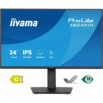 Monitor de ordenador IIYAMA ProLite XB2491H-B1 23.8 pulgadas (60.5 cm) Full HD IPS LCD, 1920×1080, visión 178°, VESA, altura ajustable, negro