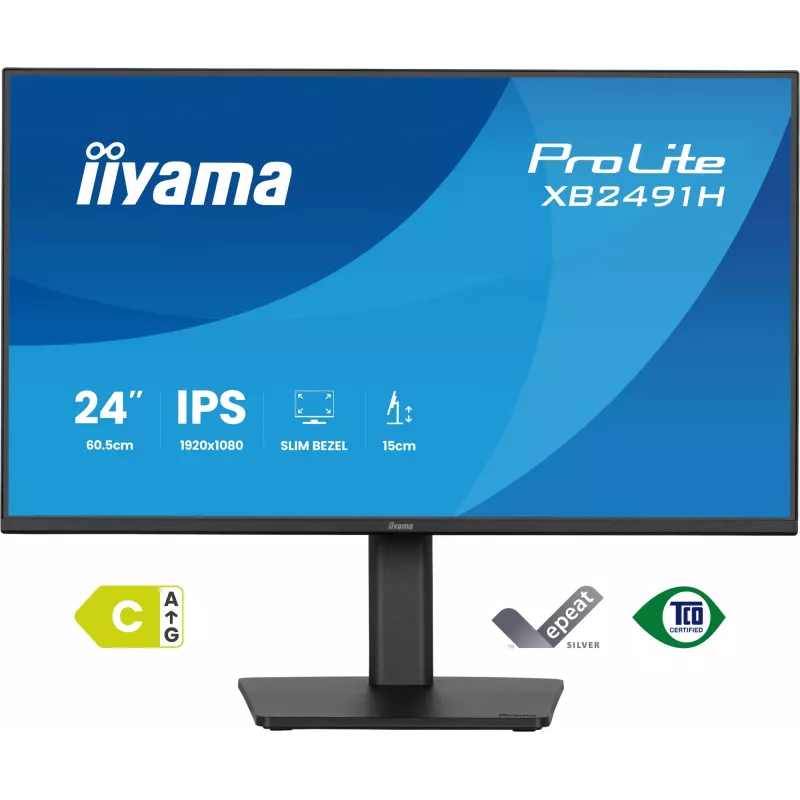Monitor de ordenador IIYAMA ProLite XB2491H-B1 23.8 pulgadas (60.5 cm) Full HD IPS LCD, 1920×1080, visión 178°, VESA, altura ajustable, negro
